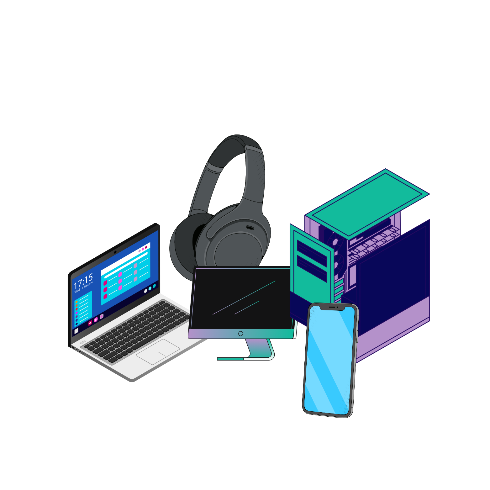 Téléphones et ordinateurs